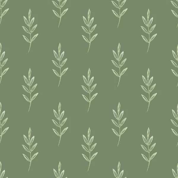 Verde acuarela dibujado a mano hojas y ramas para papel pintado o diseño textil. Patrón sin costura . —  Fotos de Stock