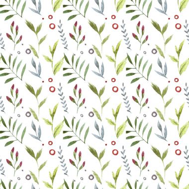 Sulu Boya şirin süslü çiçekler seamless modeli. Dekoratif tarzı resimde. Doğal unsurlar. El boyalı çiçek şekil.