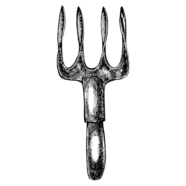 Rastrillo de jardín. Grafic illustration of garden tools. Aislado sobre fondo blanco . — Vector de stock