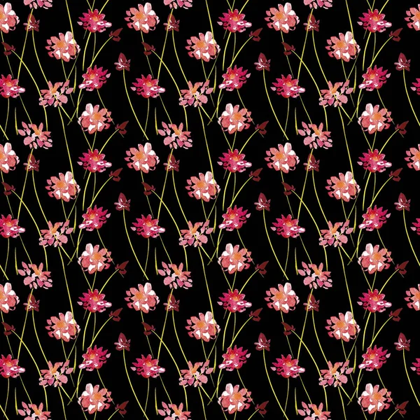 Hand drawn watercolor flowers seamless patterns. — Stock Photo, Image
