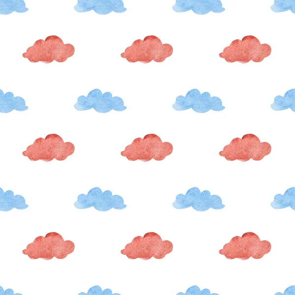 Watercolor illustrations of Clouds. Cute seamless pattern. — Stock Photo, Image