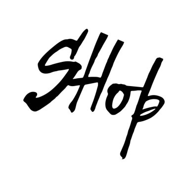 El kelime-Shop çekilmiş. Tasarım poster, t-shirtler, kartları, davetiyeleri, çıkartmalar, afiş, reklam için yazı. Vektör.