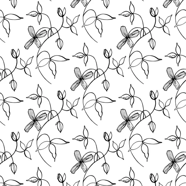 Seamless pattern. Hand drawn graphic flowers — Stock Vector