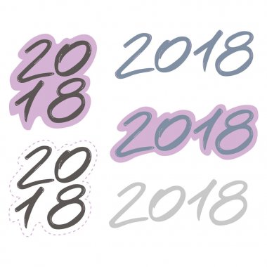 2018 - semboller yeni yıl. Tatil yazı mürekkep illüstrasyon.