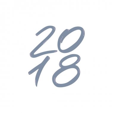 2018 - semboller yeni yıl. Tatil yazı mürekkep illüstrasyon.