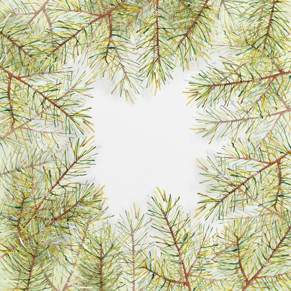 Joyeux Noël et bonne année 2018 carte de vœux, illustration aquarelle. Fond de Noël avec arbre de Noël sur fond de papier blanc. Espace pour le texte . — Photo