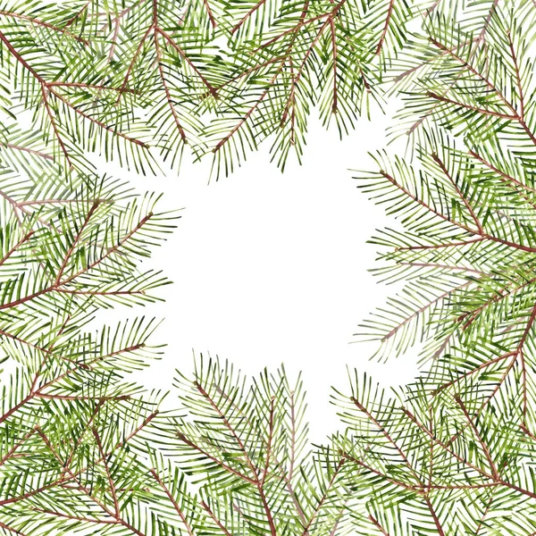 Buon Natale e felice anno nuovo 2018 biglietto di auguri, acquerello illustrazione. Sfondo natalizio con albero di Natale su sfondo bianco di carta. Spazio per testo . — Foto Stock