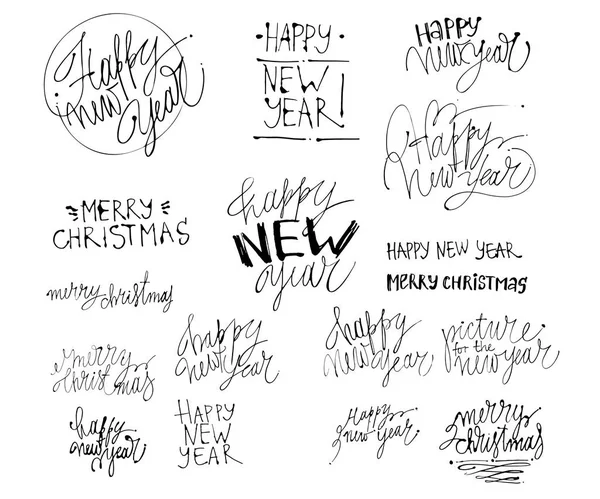 Šťastný nový rok 2018. Dovolená obrázek s nápisem složení. Ručně kreslené Veselé Vánoce a šťastný nový rok nápisy. — Stock fotografie