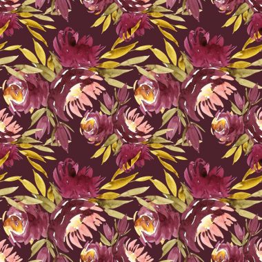 El yapımı suluboya çiçeklerle kusursuz bir yaz deseni..