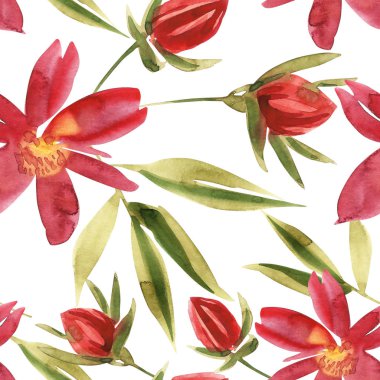 Çiçekler suluboya resim. Seamless modeli. Anneler günü, düğün, doğum günü, Paskalya, Sevgililer günü. Pastel renkler. Bahar. Yaz.