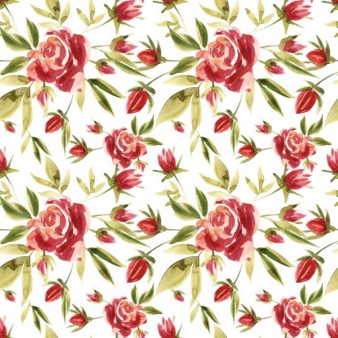 Çiçekler suluboya resim. Seamless modeli. Anneler günü, düğün, doğum günü, Paskalya, Sevgililer günü. Pastel renkler. Bahar. Yaz.