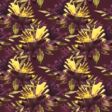 Çiçekler suluboya resim. Seamless modeli. Anneler günü, düğün, doğum günü, Paskalya, Sevgililer günü. Pastel renkler. Bahar. Yaz.