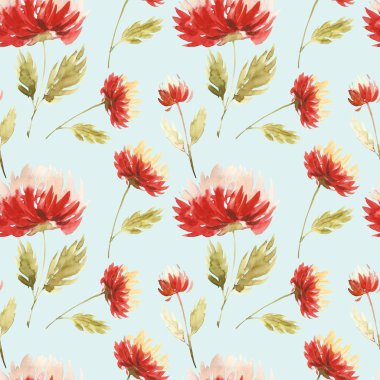 Sevimli çiçek desenli aster çiçek. Motifler rastgele dağılmış. Sorunsuz doku. Moda için zarif şablon yazdırır. Pembe çiçekler ile yazdırma. Mavi arka plan.