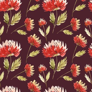 Sevimli çiçek desenli aster çiçek. Motifler rastgele dağılmış. Sorunsuz doku. Moda için zarif şablon yazdırır. Pembe çiçekler ile yazdırma. Mor arka plan.