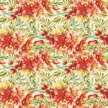 Seamless modeli kırmızı peonies tarafından büyük suluboya çiçekli. Moda parmak izi zarif şablonu.