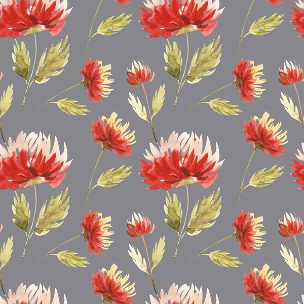 Cute Floral pattern in the aster flower. Motifs scattered random. Seamless texture. Elegant template for fashion prints. Printing with pink flowers. Gray background. — Stock Photo, Image