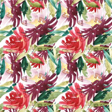 Peonies tarafından büyük suluboya çiçekli seamless modeli.