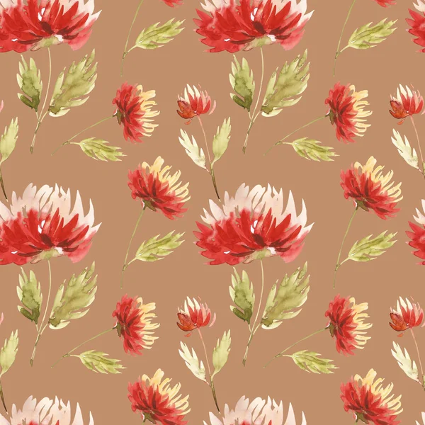 Cute Floral pattern in the aster flower. Motifs scattered random. Seamless texture. Elegant template for fashion prints. Printing with pink flowers. Brown background. — Stock Photo, Image