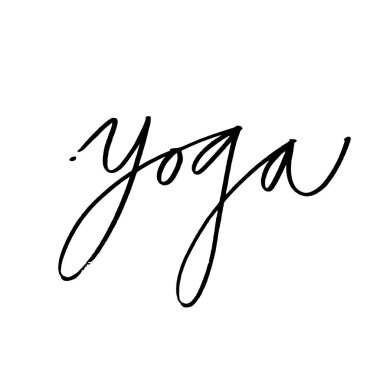 El Yoga logo harfleri yazı. Tebrik kartları, yazdırılabilir kağıt ve Tekstil tasarımları.