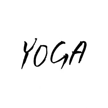 El Yoga logo harfleri yazı. Tebrik kartları, yazdırılabilir kağıt ve Tekstil tasarımları.