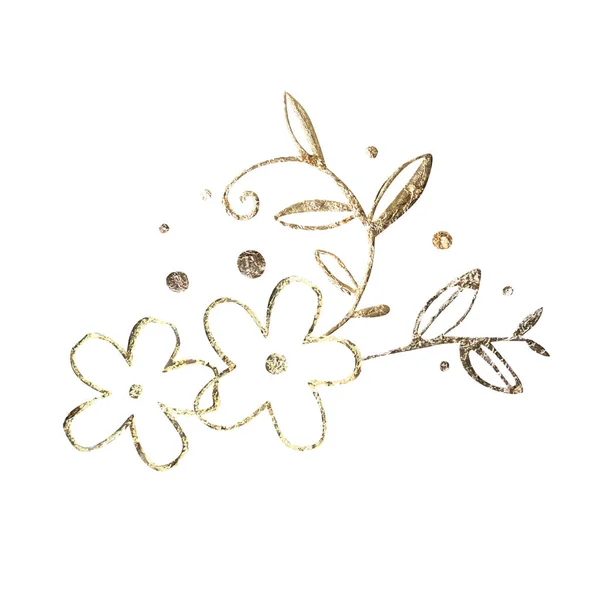 Elementos de diseño de hoja dorada. Elementos decorativos para invitación, tarjetas de boda, día de San Valentín, tarjetas de felicitación. Aislado sobre fondo blanco. Vintage Floral Vector fondo . — Archivo Imágenes Vectoriales