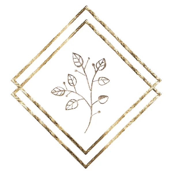 Golden leaf designelementen. Decoratie elementen voor uitnodiging, bruiloft kaarten, Valentijnsdag, wenskaarten. Geïsoleerd op een witte achtergrond. Vintage bloemen Vector achtergrond. — Stockvector