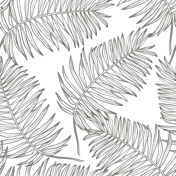 Selva hojas sin costura vector floral patrón de fondo. Fondo de hojas de palma tropical. Ilustración vectorial en estilo moderno . — Vector de stock