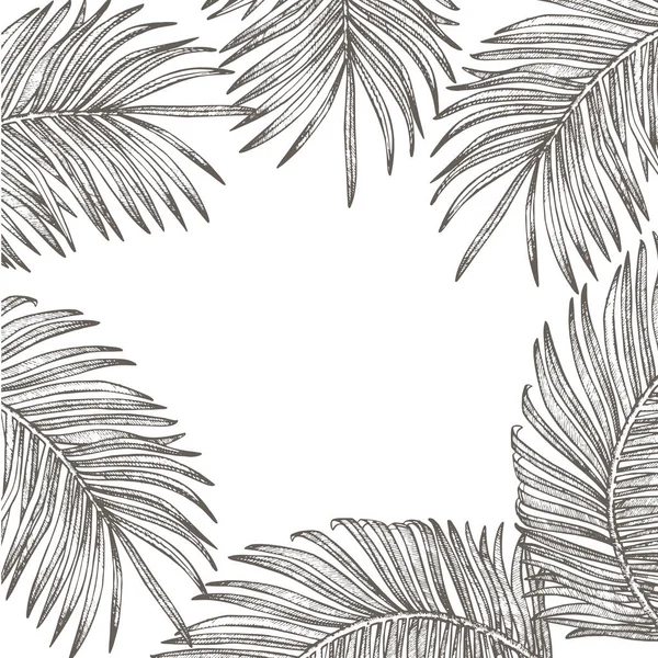 Estate foglie tropicali disegno vettoriale. Illustrazione di sfondo floreale. Invito o disegno della carta con foglie di giungla . — Vettoriale Stock