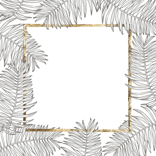 夏の熱帯の葉ベクター デザイン。花の背景イラストです。ジャングルの葉で招待状やカードのデザイン. — ストックベクタ