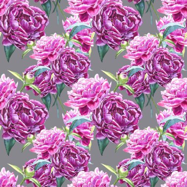 Şakayık çiçekleri ile sorunsuz arka plan. Sulu boya resim. Grafik el çekilmiş çiçek desenli. Tekstil kumaş tasarım.