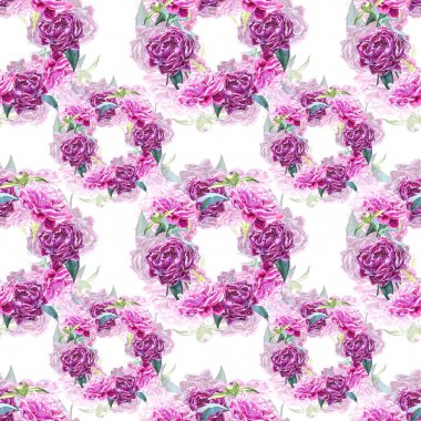 Şakayık çiçekleri ile sorunsuz arka plan. Sulu boya resim. Grafik el çekilmiş çiçek desenli. Tekstil kumaş tasarım.