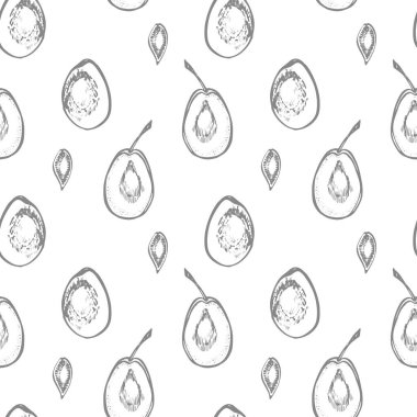 Erikler elle çizilmiş illüstrasyon. Mürekkep çizimi. El çizimi çizimi. Kusursuz desen. Sağlıklı organik yiyecekler. Çiftlik pazarı ürünleri. Paket tasarımı için en iyisi.