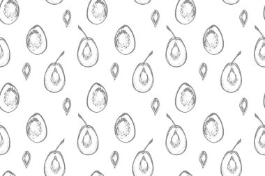 Erikler elle çizilmiş illüstrasyon. Mürekkep çizimi. El çizimi çizimi. Kusursuz desen. Sağlıklı organik yiyecekler. Çiftlik pazarı ürünleri. Paket tasarımı için en iyisi.