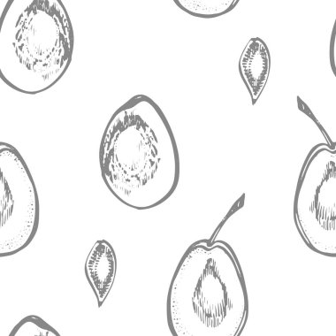 Erikler elle çizilmiş illüstrasyon. Mürekkep çizimi. El çizimi çizimi. Kusursuz desen. Sağlıklı organik yiyecekler. Çiftlik pazarı ürünleri. Paket tasarımı için en iyisi.