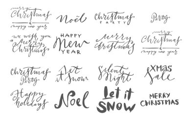 Mutlu noel mektupları. Xmas cümleli tebrik kartı davetiyesi. Klasik illüstrasyon.