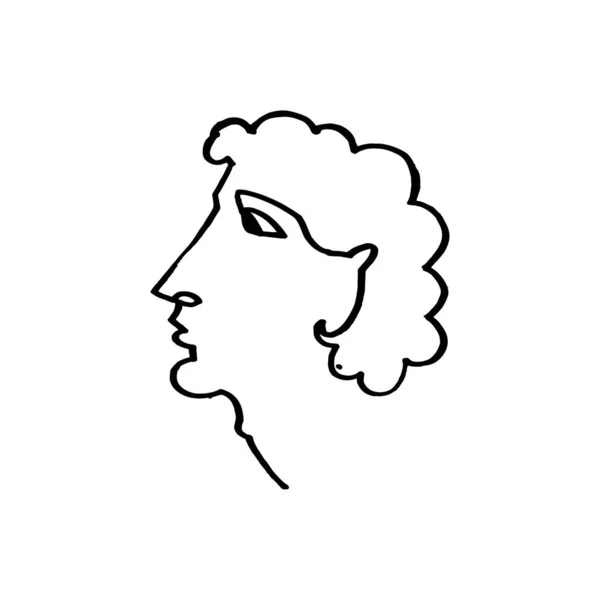 Moderne abstracte lijn gezicht portret, lineaire borstel kunst. Picasso geïnspireerde stijl. Lineart menselijk symbool, hedendaagse kubisme schets, inkt schilderen. Abstracte t-shirt print. Vectorillustratie — Stockvector