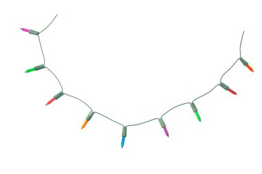 Beyaz arka planda izole edilmiş Noel ışıkları dizisi