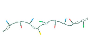 Beyaz arka planda izole edilmiş Noel ışıkları dizisi