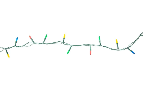 Corda de luzes de Natal isolado no fundo branco com cli — Fotografia de Stock