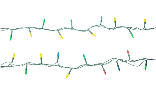 Нить рождественских огней изолированы на белом фоне с Кли — стоковое фото