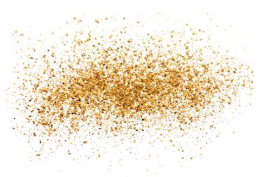Golden glitter texture on white abstract background