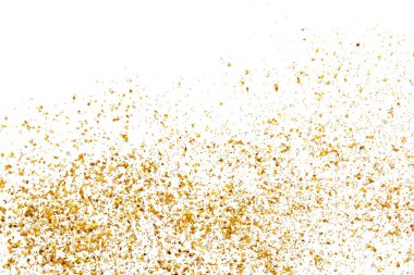 Golden glitter texture on white abstract background