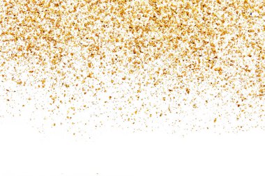 Golden glitter texture on white abstract background