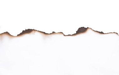 Paper burned old grunge on white background with clipping pat