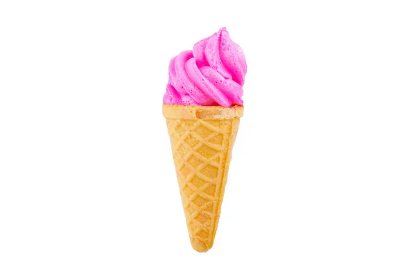 Pink soft serve ice cream isolated on white background with clip — Stock Photo, Image