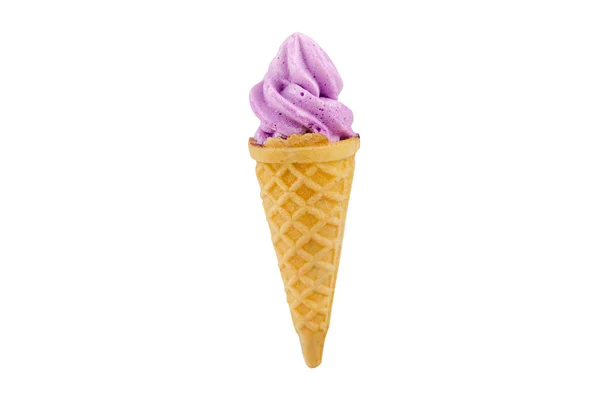 Purple soft serve ice cream isolated on white background with cl — Stock Photo, Image