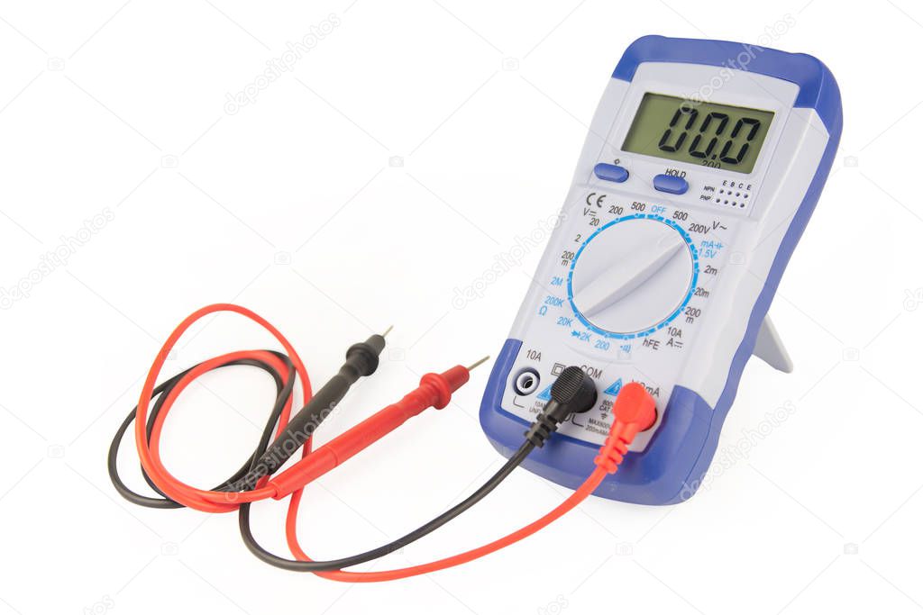 Digital multimeter isolated on white background with clipping pa