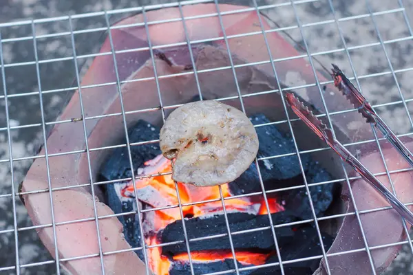 Chitterlings Wordt Geroosterd Grill Met Fornuis — Stockfoto