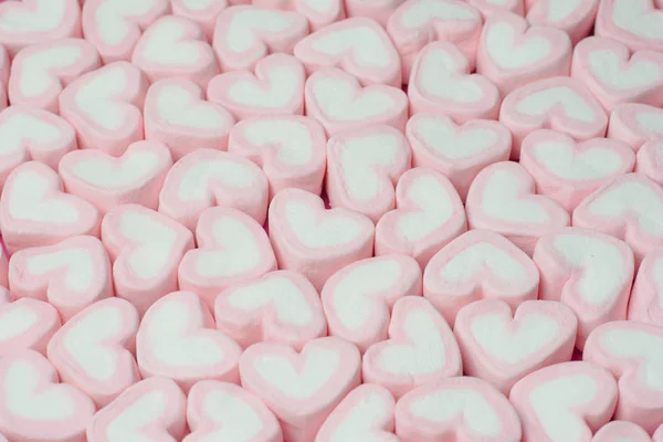 Ροζ Καρδιά Σχήμα Marshmallows Φόντο — Φωτογραφία Αρχείου