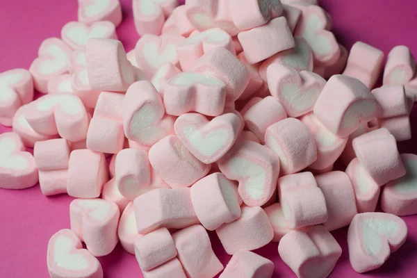 Pink Heart Shaped Marshmallows Background — Stock Photo, Image